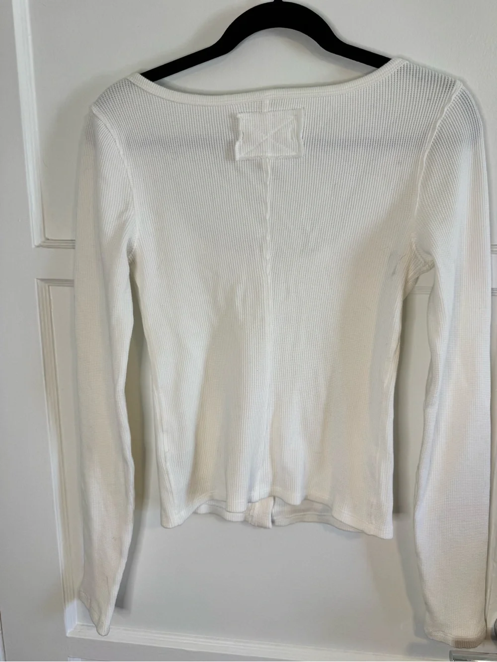 Free People We The Free White Waffle Knit Hook & Eye Top S